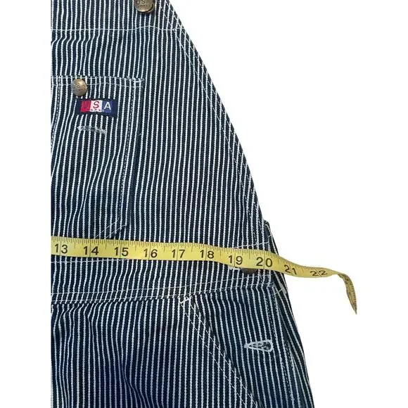 Vtg USA Works Sz 40x30 Railroad Stripe Adjustable Strap Carpenter Bib Overalls